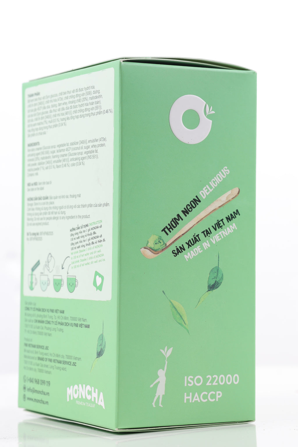 MONCHA Matcha Latte Original – Rückseite Verpackung