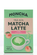 MONCHA Matcha Latte Pfirsich – Vorderseite Box 180g, 12 Sticks