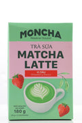 MONCHA Matcha Latte Erdbeere – Vorderseite Box 180g, 12 Sticks